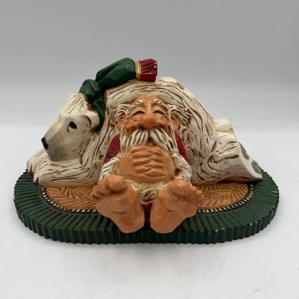 Vintage David Frykman Santa Polar Bear Rug Christmas Figurine Figure 1997 DF1036